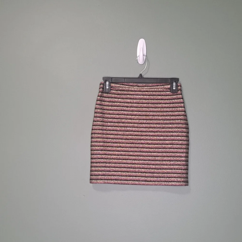 Sezane Calvi Skirt Metallic Multi Stripe XS NWT